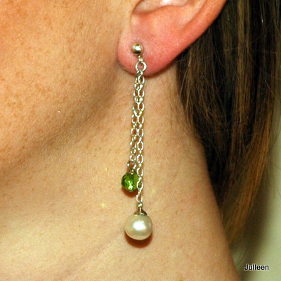SterlingSilver Double Drop Chain Pearl Earring